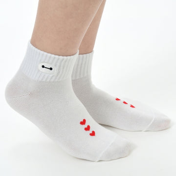 Disney Store - Baymax Face Embroidery Short Socks White 23-25 - Socks