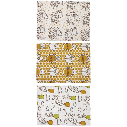 Disney Store Waffle Fabric Tea Towel Set of 3 with Winnie the Pooh - Kitchen Accessory