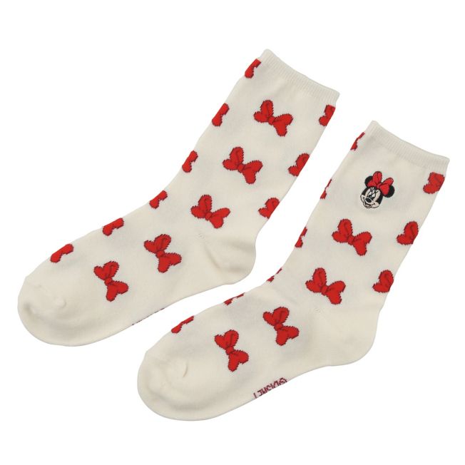 Minnie Socken mit Schleifenmuster und Gesichtsstickerei