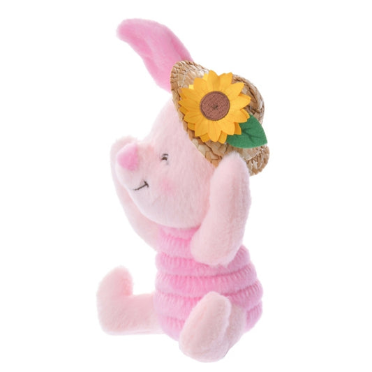 Piglet plush toy with straw hat