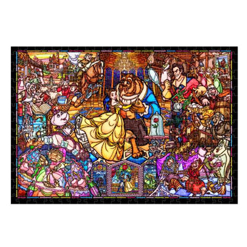 Disney Store Beauty and the Beast Puzzle Stained Art 500 Piece Beauty and the Beast Stained Glass Puzzle