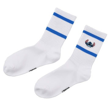Stitch Knitted College Face Socks White