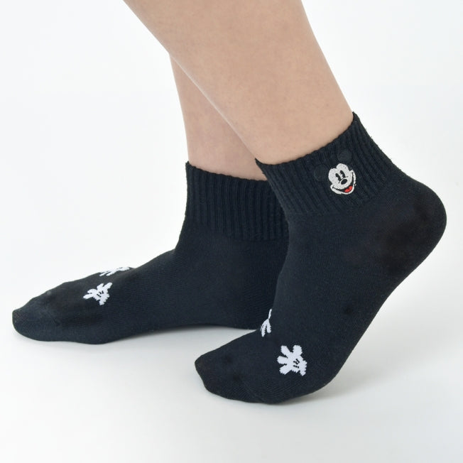 Mickey Socken mit kurzer Gesichtsstickerei Schwarz 36-39