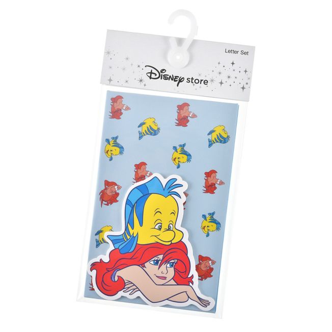 Disney Store - Ariel, Flounder, Sebastian Message Card and Envelope Set Mini Die-Cut - Stationery