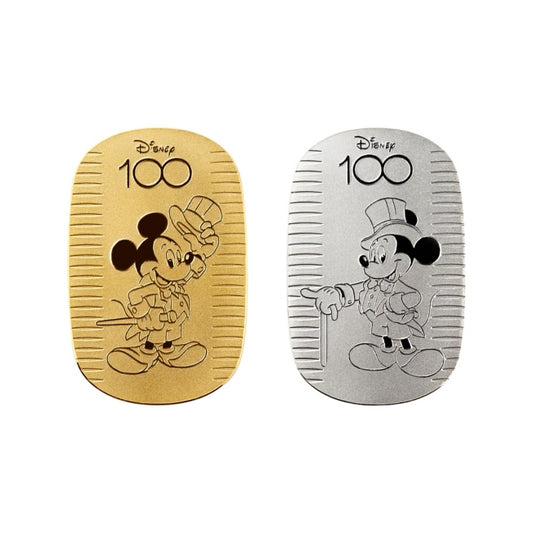 Disney Store - Disney100 Platin Mickey Mouse Goldmünze 30g Set mit reinen Gold Mickey Mouse Goldmünze 30g - Sammlermünze