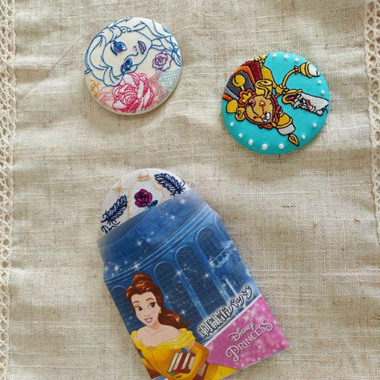 Disney Store Beauty and the Beast Embroidered Secret Content Can Badges Complete Set of 12 Accessory