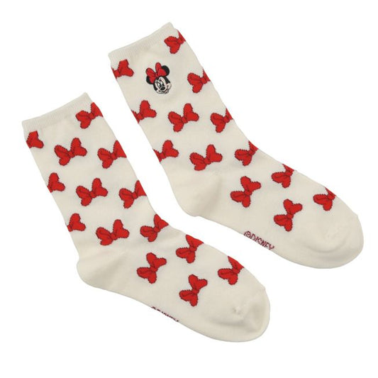 Minnie Socken mit Schleifenmuster und Gesichtsstickerei