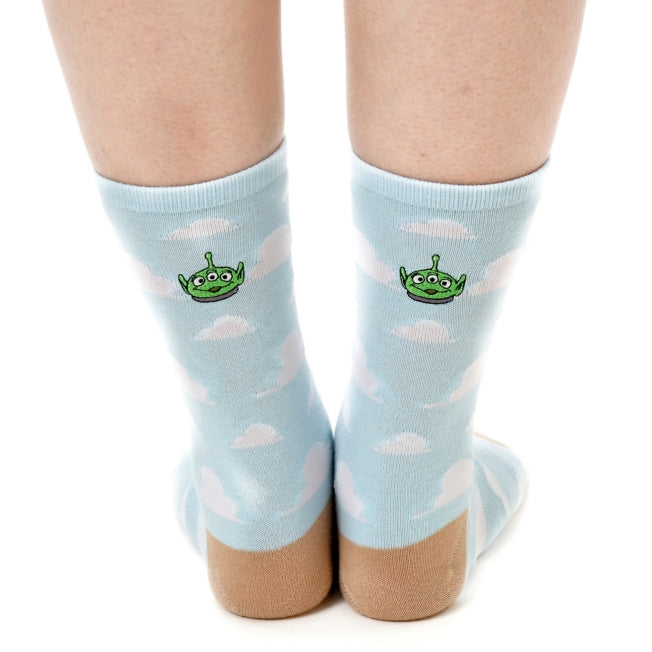 Little Green Men/Alien Wolkenmuster Gesicht bestickte Socken