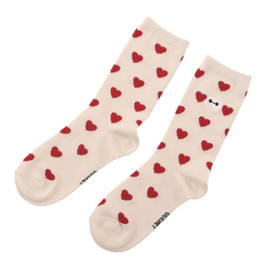 Baymax Herzmuster Socken mit Gesichtsstickerei