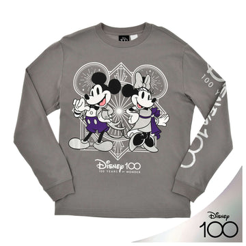Disney Store Mickey &amp; Minnie Mouse Disney100 Platinum Celebration Collection Long Sleeve T-Shirt